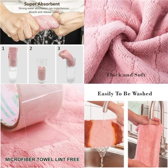 12 Pack Colorful Kitchen Towels Quick Dry Washcloths, Coral Velvet Dishtowels‎ - Picture 3 of 6